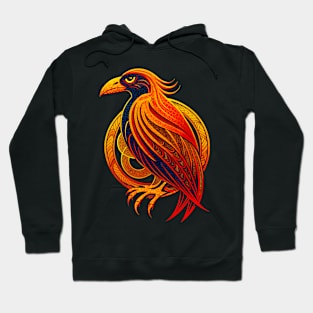 Celtic Raven Bird red and orange Hoodie